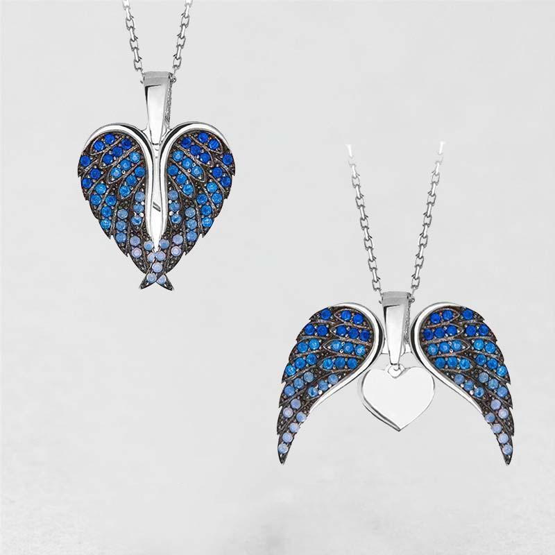 Heart & angel wings necklace with pendant