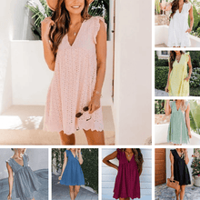Load image into Gallery viewer, Women&#39;s V-Neck Hollow Dress