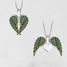 Load image into Gallery viewer, Heart &amp; angel wings necklace with pendant