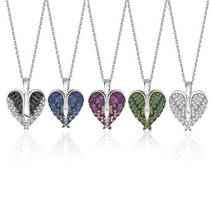 Heart & angel wings necklace with pendant