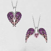 Load image into Gallery viewer, Heart &amp; angel wings necklace with pendant