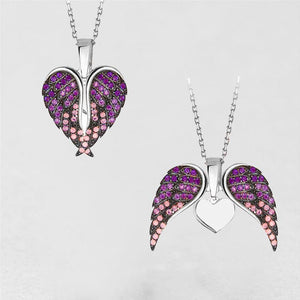 Heart & angel wings necklace with pendant