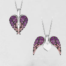 Load image into Gallery viewer, Heart &amp; angel wings necklace with pendant