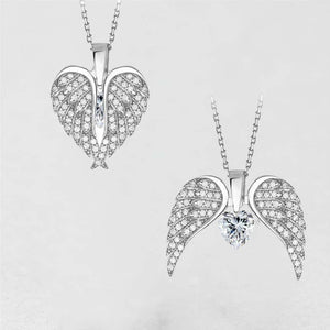Heart & angel wings necklace with pendant